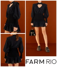 FARM RIO Womens Dress Size L UK 16 - 18 Heart Neckline Cocktail Party Short Mini