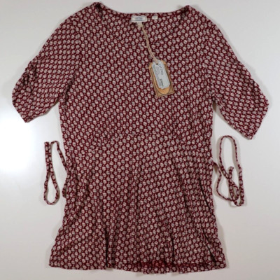 FAT FACE DELILAH ARTISAN HOLZSCHNITT BEDRUCKT BLUSE TOP DUNKELROT 977608 DAMEN UK10