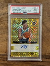2020 Panini Select Lamelo Ball Gold Prizm /10 Youth Explosion Rookie Auto PSA 9