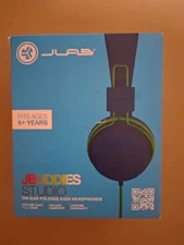 Jbuddies Studio On-Ear Kids Wired Headphones, Blue/Green-Studio Volume Safe New!