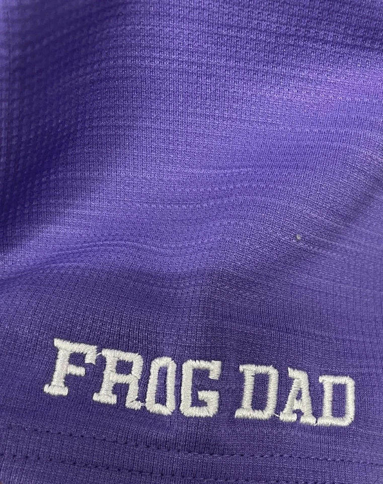 Pebble Beach Performance TCU Polo Shirt Men's XXL 2XL Purple "Frog Dad" Golf - Image 2 of 4