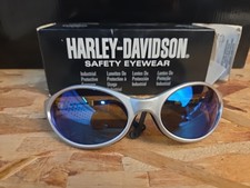 HARLEY DAVIDSON MOTORCYCLE SAFETY SUNGLASSES SILVER FRAME BLUE LENS HD100 HD001X