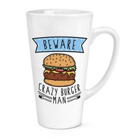 Beware VerrüCkte Hamburger Mann 483Ml Groß Latte Becher Fast Food Lustiger Witz