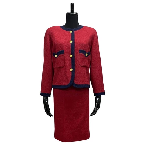 Bellissima giacca Chanel vintage con bottoni Coco Mark rosso navy taglia 34 donna