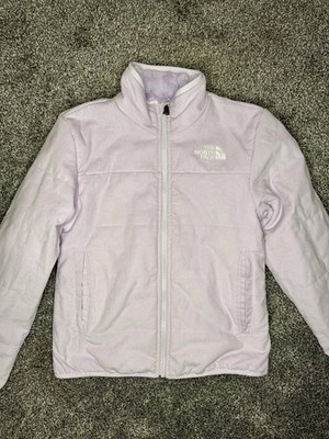 TheNorthFace Girls Reversible Mossbud Swirl Jacket Purple Corduroy Fleece sz 14