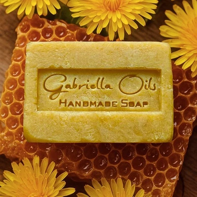 All Natural Dandelion & Honey Soap. Handmade by Gabriella Oils. 100% Organic