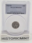 1939-D Mercury Dime 10c PCGS MS66 FB -Full Bands