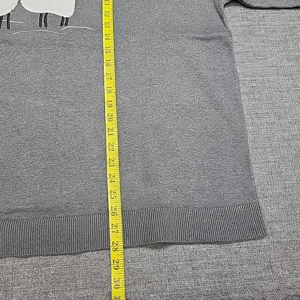 Christopher & Banks CJ Banks Sweater Sheep Embroidery 3X Plus Size Gray Pullover - Image 3 of 4