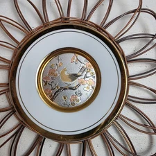 Vintage Japanese Chokin Plate Decorative Bird Cherry Blossom Gold Trim 6 inches