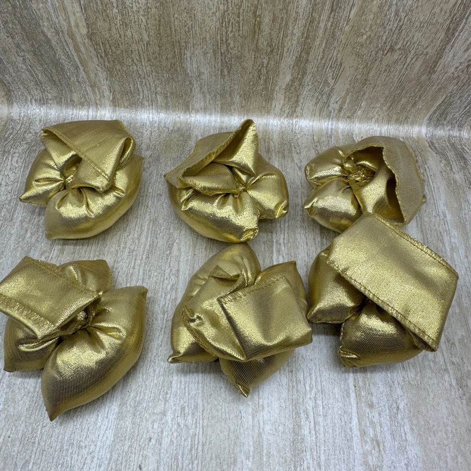 Gold Shimmer Table Set for 6 Round 85" Tablecloth 6 Napkin Holders Placemats - Image 4 of 4