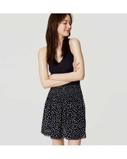 NWOT Ann Taylor LOFT Navy Blue Polka Dot Smocked Skirt SZ 00P