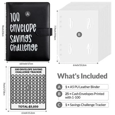 100 Envelope Challenge Budget Planner $5,050 Money Saving Cash Challenge Book
