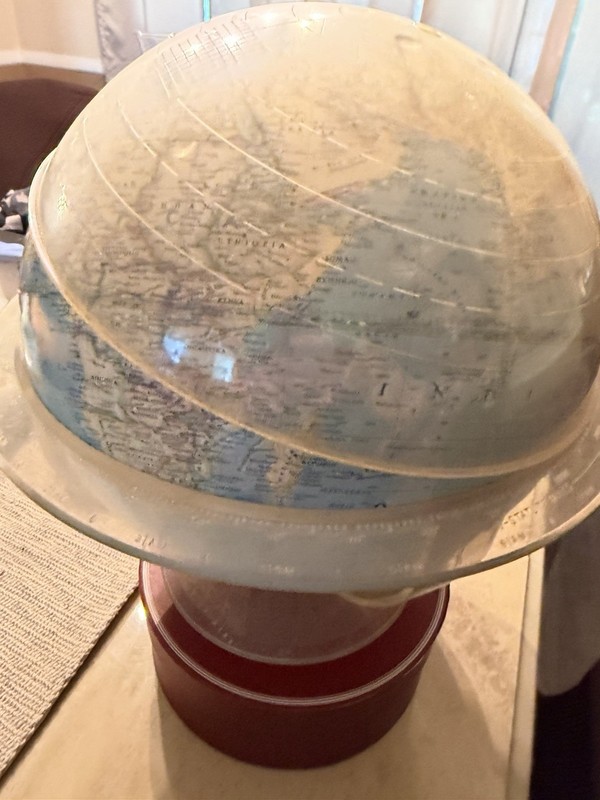 National Geographic 12" World Globe Time Ring & Measurement Cap 1961 Vintage!