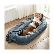 Human Dog Bed for Adult - Luxury Faux Fur Giant Size Dog Bed with Portable Ha...