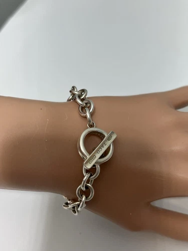 Tiffany & Co Sterling Silver Thick Toggle Chain Bracelet and Pouch Rare