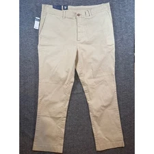 CREMIEUX Brighton Chino Pants Khaki Garment Dyed Mens 38x30 Stretch Cotton NEW