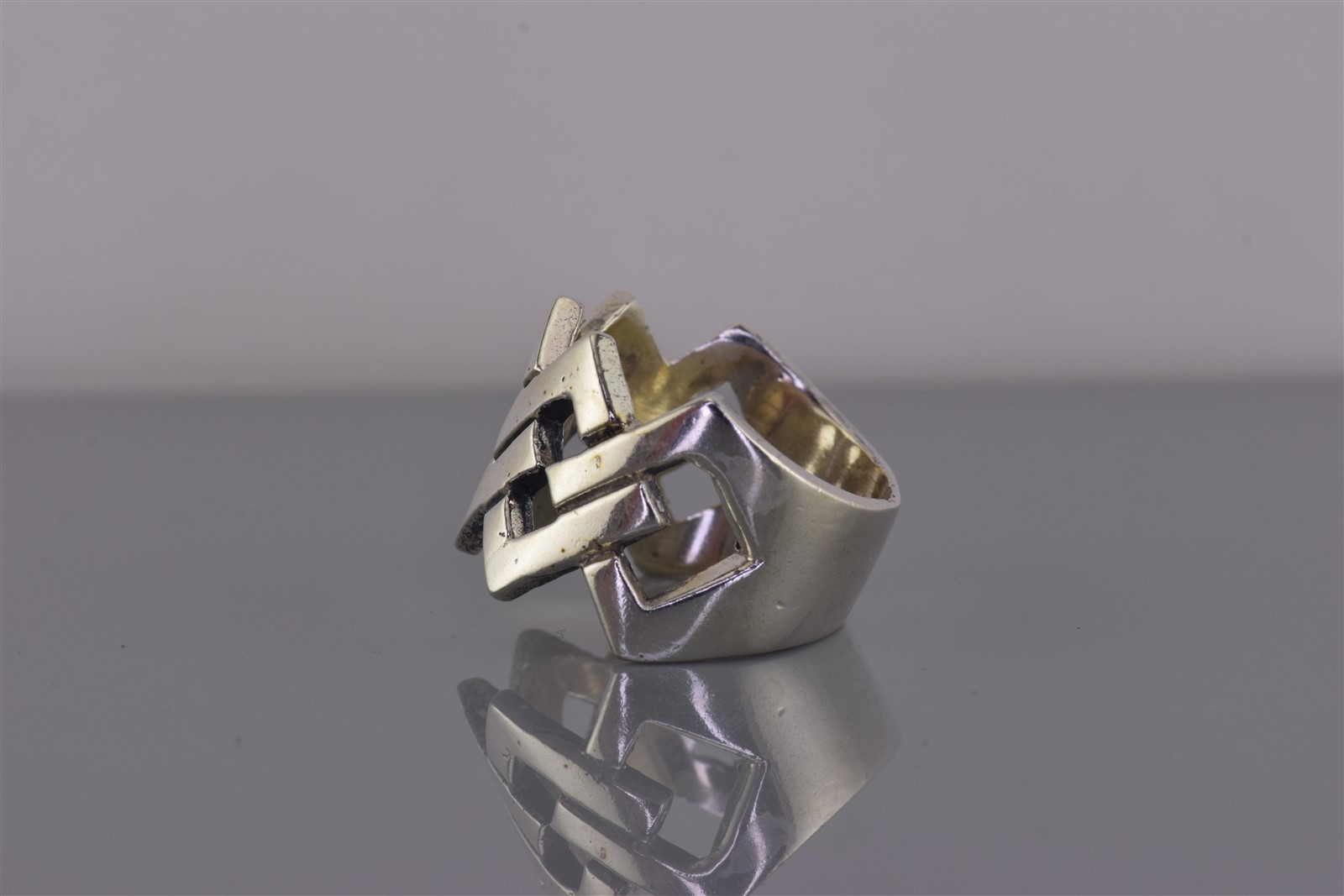 Sterling Silver 15mm Interlocking Squares Openwor… - image 5