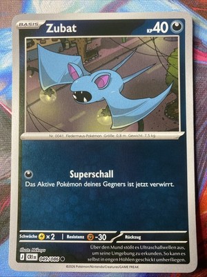 CRI Zubat Reverse Holo Deutsch Wachsendes Chaos 049/086 Pokémon TCG 