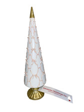 Sarasota Christmas gold white pink bow resin Christmas Tree 12.5" New NWT
