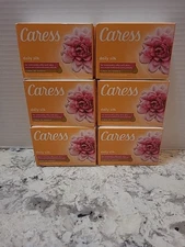 Caress Daily Silk Beauty Bars White Peach Orange Blossom Floral Essence 6 Soaps