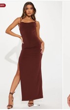 Fashion Nova Janelle Chocolate Backless Maxi Dress Women Size XS