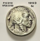 1919-D Buffalo Nickel 5c~ Very Fine (VF) Condition