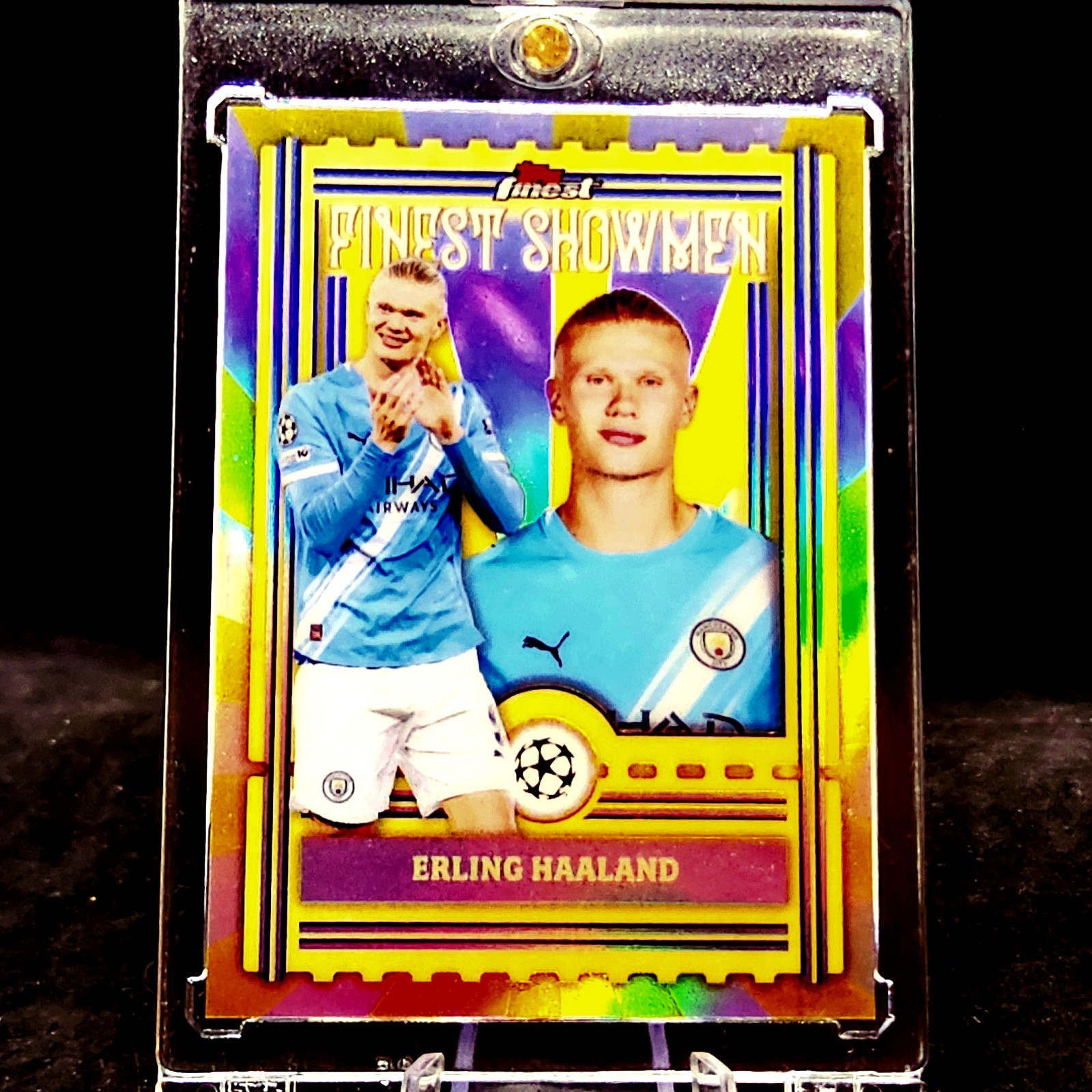 Erling Haaland RARE SILVER YELLOW RAY FOIL TOPPS | INVESTMENT CARD | Manchester view 1