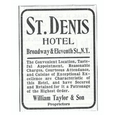 St Denis Hotel William Taylor & Son Broadway & 11th NY 1903 Magazine Ad SAG7-S25