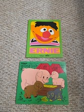2 Vintage Playskool Wood Puzzles Farm Animals Pigs  Ernie