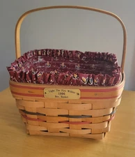 Longaberger 1996 Light the Fire Within Bee Lg Berry Basket w/Liner & Protector 