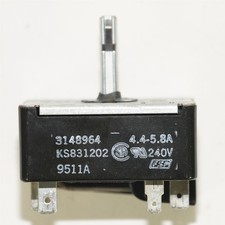 Whirlpool KitchenAid Cooktop Burner Control Infinite Switch Black 3148964