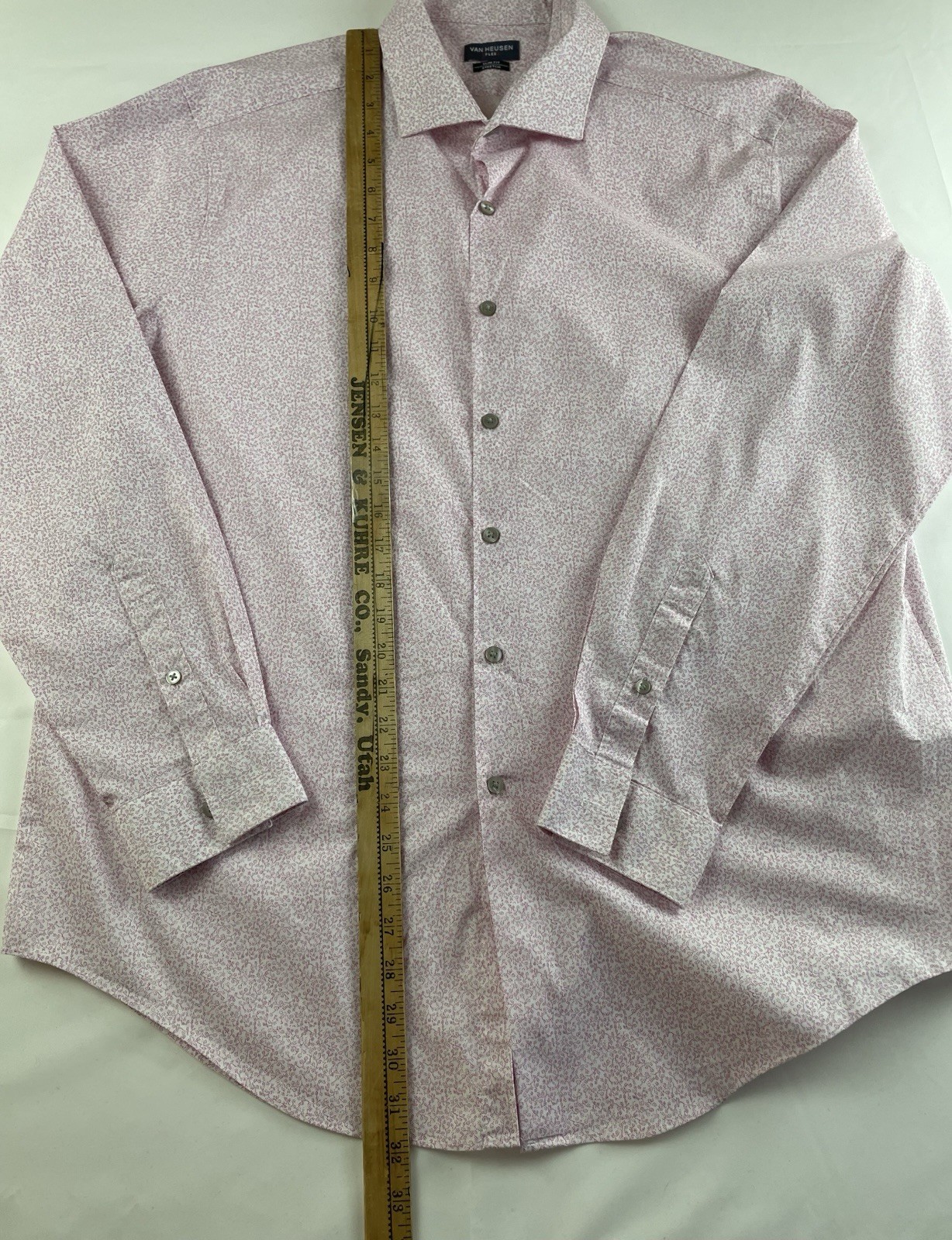 Van Heusen Flex Men's Button-Up Long Sleeve Dress Shirt Pink Size 17.5-34/35 thumbnail 4
