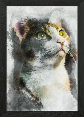 Aquarell Katze gerahmt Wandbild Poster Leinwanddruck Bild