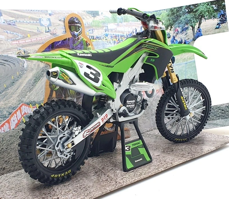 NewRay 1/6 Scale Diecast 49663 - Kawasaki KX450 Motorbike Eli Tomac #3 - Green - Image 2 of 4
