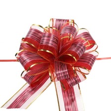 Burgundy Organza Pull String Ribbon Gift Wrap Bows Wedding Baskets 7 Inch 20 PCS