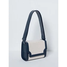 Marge Sherwood Vava Cream Navy Blue Canvas Purse