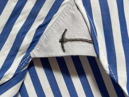 Miller’s Oath Royal and White Cabana Stripe with English Spread Collar Sz M/16 - Picture 7 of 12