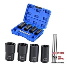 Twist Socket Set Lug Nut Remover Extractor Tool 5 Piece Metric Bolt and Lug