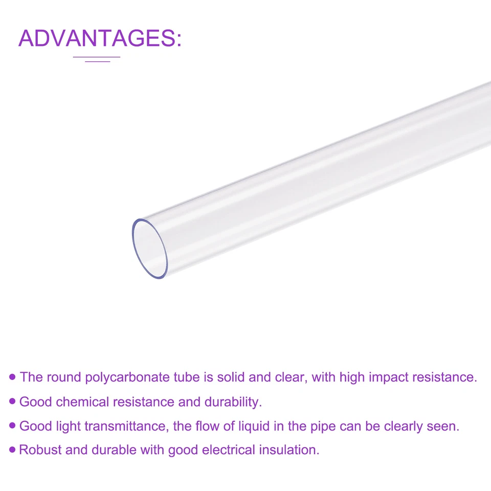 2Pack 11mm(7/16")x12mm(15/32")x1Ft Clear Rigid Tubing Pipe for Plumbing - Изображение 4 из 4