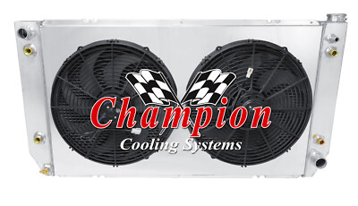RN 3 Row Radiator W/O Raised Fill Neck,16'' Fans,Shroud for 1994-1999 Suburban V8