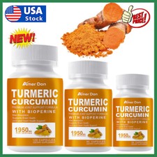 1950mg Turmeric Curcumin w/ Bioperine Black Pepper 30-120 Capsules High Potency