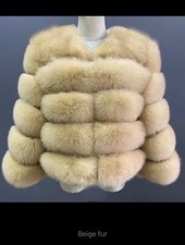 Real Brown Beige Fox Fur Coat Size Small