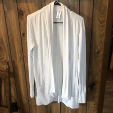 Women's Active Life White Open Waterfall Front w/ Pockets Thumbholes Medium $89