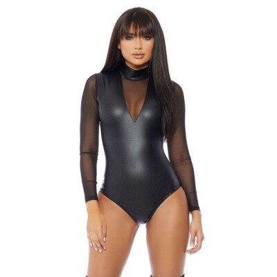Forplay  behave perforated long sleeve bodysuit NEW $45