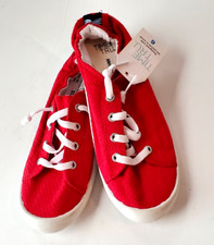 NWT Time Tru Womens ScrunchBack Red Slip On Sneakers Memory Foam Shoes Sz 6