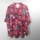St. Louis Cardinal Shirt Men's Xl Short Sleeve Button Up All Over Coca Cola Mlb