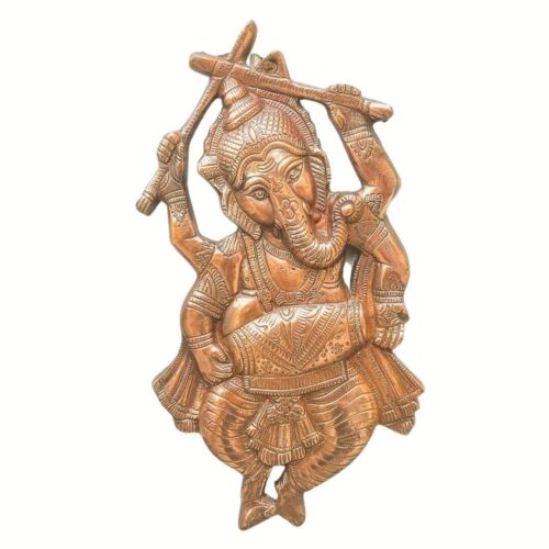 Antique Style Wall Hanging Dancing Ganesha Metal Showpiece For Home Decor