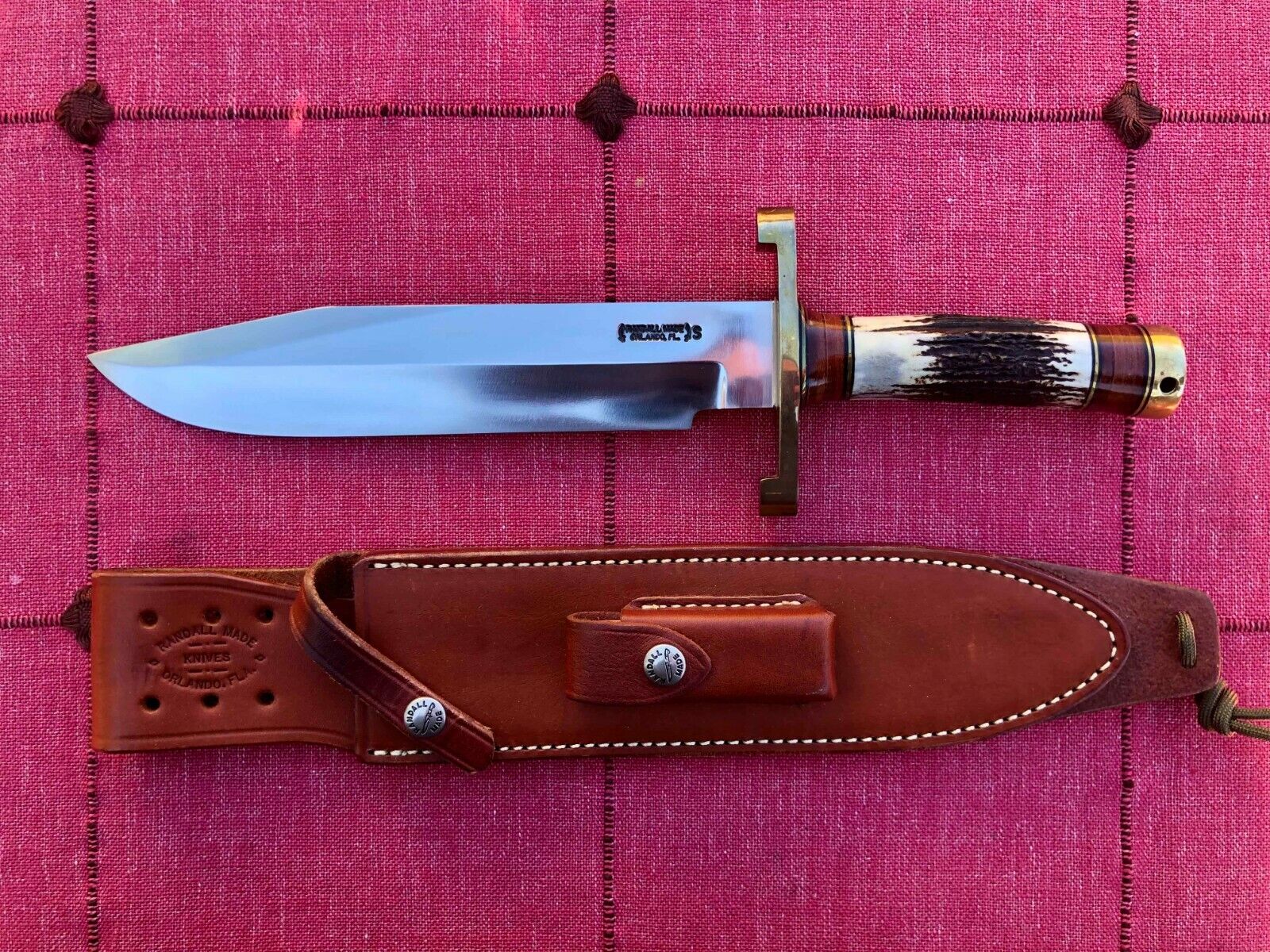 RANDALL MADE KNIFE  MODEL 12, STAG HANDLE MINT CONDITION