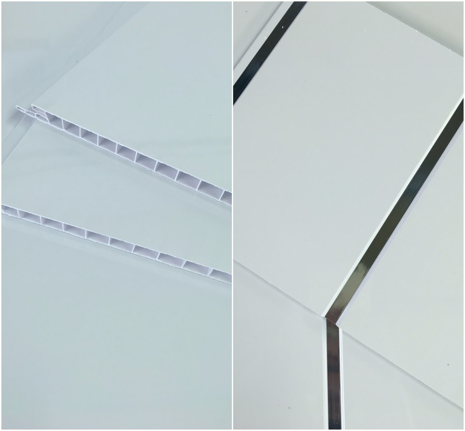 Gloss White With Chrome or Gloss White 8mm Ceiling Cladding Bathroom