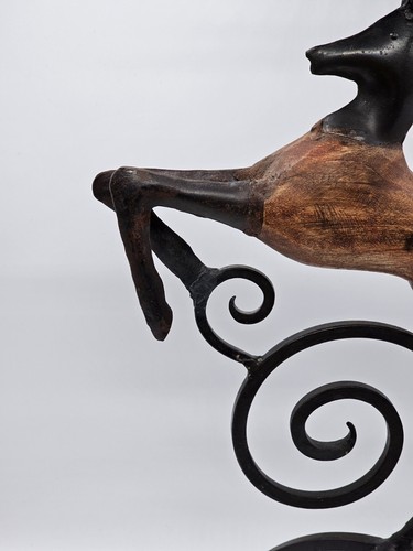 Pier One Rustic Primitive Deer Wrought Iron & Wood Candle Holder Christmas Cabin - Picture 10 of 13